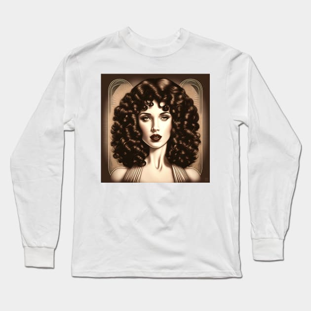 [AI Art] Classic brunette, Art Deco Style Long Sleeve T-Shirt by Sissely